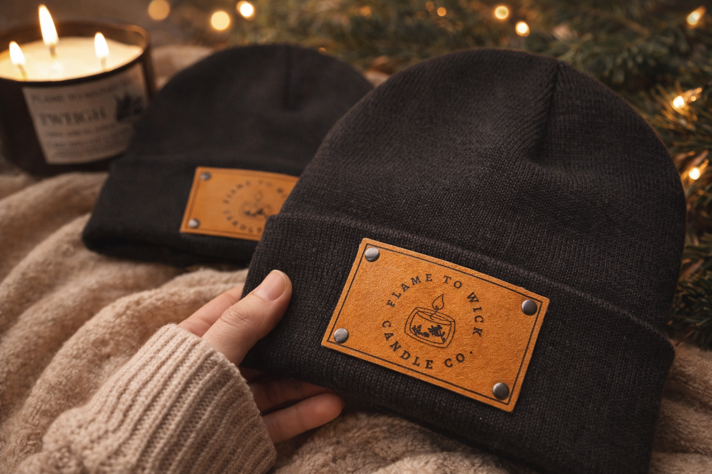 Beanie w/ Leather Logo